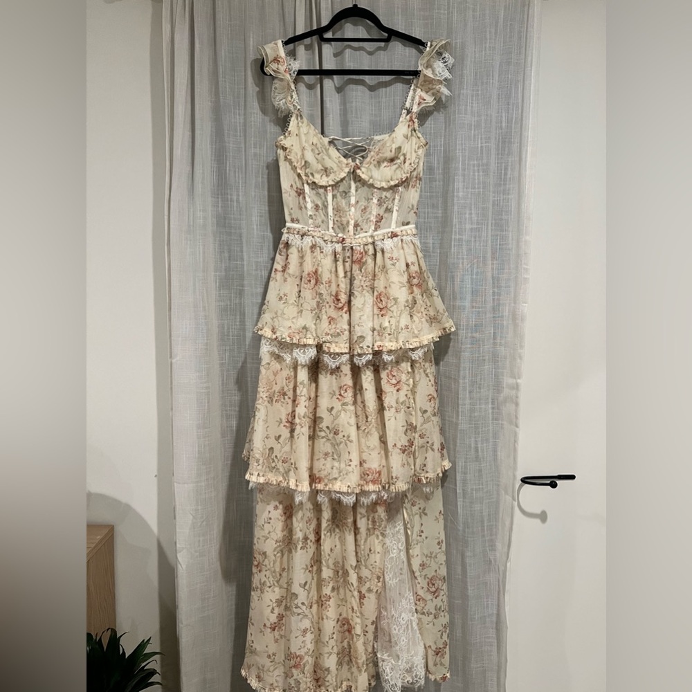 Yellow V. Chapman Ruffled Gown - Picture 3 of 9